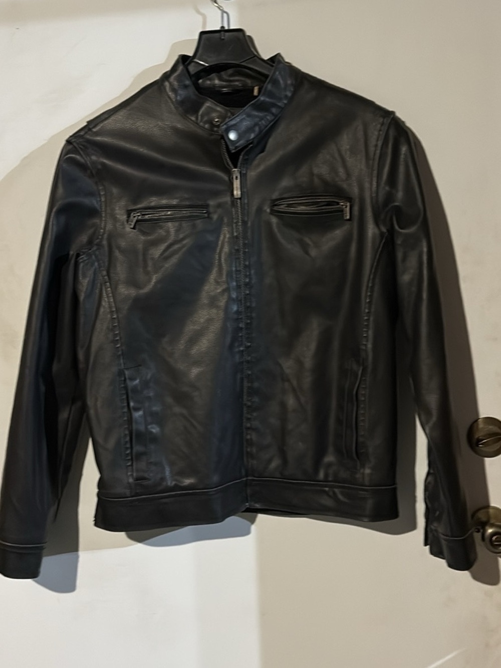 Kenneth Cole Black Leather Bomber Jacket